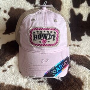 Ariat Pink and Tan 'Howdy' Trucker Cap